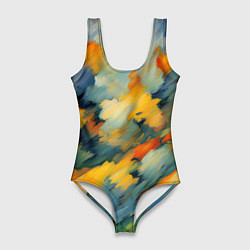 Женский купальник-боди Жёлтые и синие мазки