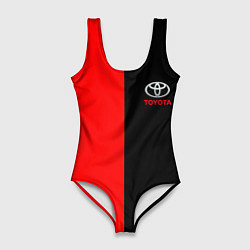 Купальник-боди 3D женский Toyota car красно чёрный, цвет: 3D-принт
