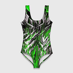 Женский купальник-боди Острый металл зелёный