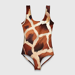 Купальник-боди 3D женский Пятнистый мех жирафа, цвет: 3D-принт