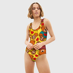 Купальник-боди 3D женский Игрушечные мишки и сердечки, цвет: 3D-принт — фото 2