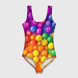 Купальник-боди 3D женский Разноцветные шарики, цвет: 3D-принт