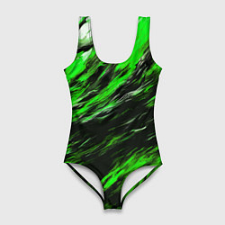 Женский купальник-боди Чёрная и зелёная буря
