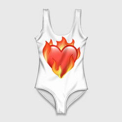 Женский купальник-боди Сердце в огне эмодзи