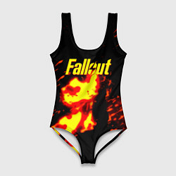 Купальник-боди 3D женский Fallout огнненое лого, цвет: 3D-принт