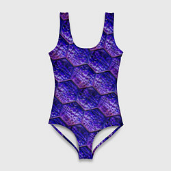 Женский купальник-боди Сине-фиолетовая стеклянная мозаика