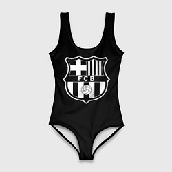 Женский купальник-боди Barcelona fc club белое лого