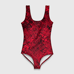 Женский купальник-боди Абстрактная текстура тёмно-красный