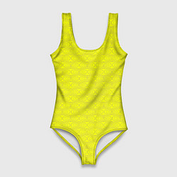 Купальник-боди 3D женский Паттерн овалов на желтом, цвет: 3D-принт