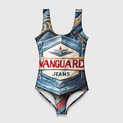 Купальник-боди 3D женский Vanguard denim patchwork - ai art, цвет: 3D-принт