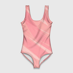 Купальник-боди 3D женский Розово-персиковый полосатый, цвет: 3D-принт