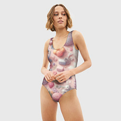 Купальник-боди 3D женский Акварельный фон в пастельных тонах, цвет: 3D-принт — фото 2
