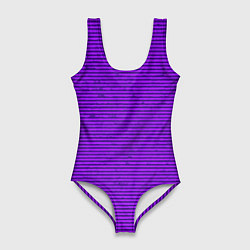 Купальник-боди 3D женский Сочный фиолетовый в полоску, цвет: 3D-принт