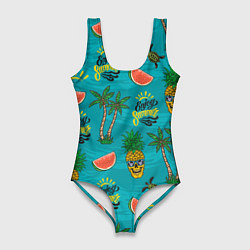 Купальник-боди 3D женский Enjoy summer pattern - pineapple, цвет: 3D-принт