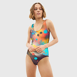 Купальник-боди 3D женский Акварельная абстракция - нейросеть, цвет: 3D-принт — фото 2