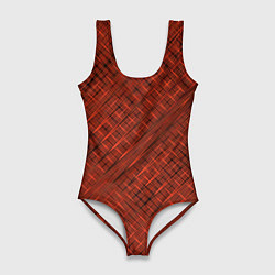 Женский купальник-боди Сочный коричневый однотонный текстурированный