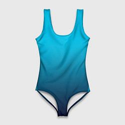 Купальник-боди 3D женский Яркий голубой с синим градиент комбинированный кро, цвет: 3D-принт