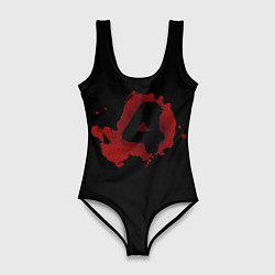 Купальник-боди 3D женский Left 4 Dead logo красный, цвет: 3D-принт