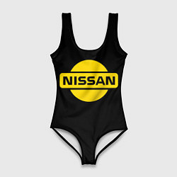 Купальник-боди 3D женский Nissan yellow logo, цвет: 3D-принт