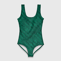 Купальник-боди 3D женский Изумрудный зелёный однотонный текстурированный, цвет: 3D-принт