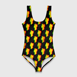 Женский купальник-боди Billie Eilish glitch pattern