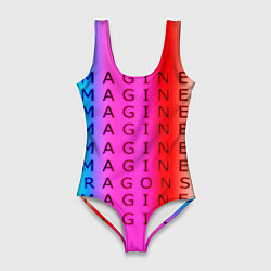 Купальник-боди 3D женский Imagine Dragons neon rock, цвет: 3D-принт