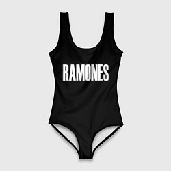 Купальник-боди 3D женский Ramones white logo, цвет: 3D-принт