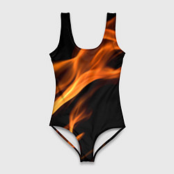 Купальник-боди 3D женский Языки пламени текстура, цвет: 3D-принт