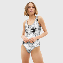 Купальник-боди 3D женский Рождественский мороз на стекле, цвет: 3D-принт — фото 2