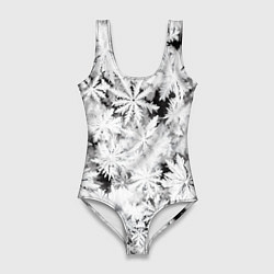 Купальник-боди 3D женский Рождественский мороз на стекле, цвет: 3D-принт