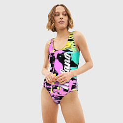 Купальник-боди 3D женский Color expressive abstraction - Milano, цвет: 3D-принт — фото 2