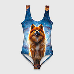Женский купальник-боди Финский лаппхунд в космосе