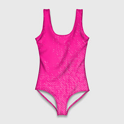 Купальник-боди 3D женский Джинс с потертостями-розовый, цвет: 3D-принт