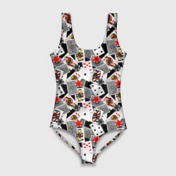 Купальник-боди 3D женский Карты и фишки, цвет: 3D-принт