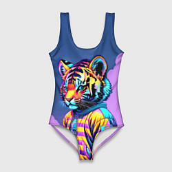 Женский купальник-боди Cool tiger cub - pop art