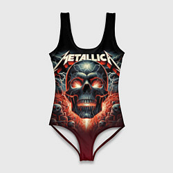 Купальник-боди 3D женский Metallica - fire skull, цвет: 3D-принт
