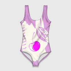 Женский купальник-боди Вишневый коллаж