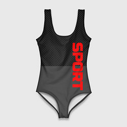 Женский купальник-боди Sport красными на сером
