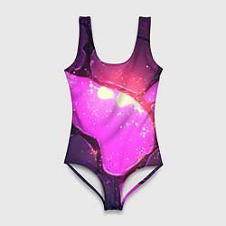 Купальник-боди 3D женский Розовая текстура разлом плит, цвет: 3D-принт
