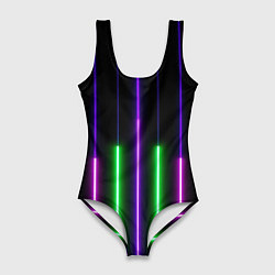 Купальник-боди 3D женский Color Purple green pink, цвет: 3D-принт
