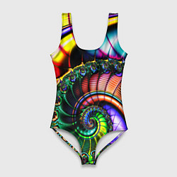 Купальник-боди 3D женский Фрактальный узор неоновый, цвет: 3D-принт