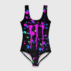 Купальник-боди 3D женский Monster energy неоновые краски, цвет: 3D-принт