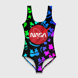Купальник-боди 3D женский Marshmello x NASA gradient, цвет: 3D-принт