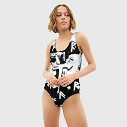 Купальник-боди 3D женский Doom символы краски, цвет: 3D-принт — фото 2