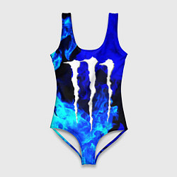 Купальник-боди 3D женский Monster energy синий дым, цвет: 3D-принт