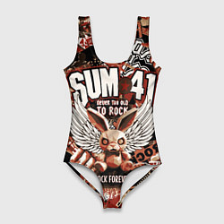 Женский купальник-боди Sum 41 на фоне кролика и гитар