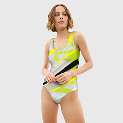 Купальник-боди 3D женский Color white light green, цвет: 3D-принт — фото 2