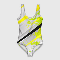 Купальник-боди 3D женский Color white light green, цвет: 3D-принт