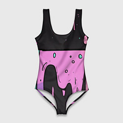 Купальник-боди 3D женский Стекающая краска текстура, цвет: 3D-принт