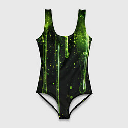 Купальник-боди 3D женский Зеленая объемная слизь, цвет: 3D-принт